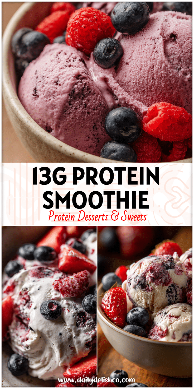 Bowl of Coconut Berry Protein Ice Cream made with fresh berries and creamy texture, a colorful Ninja Ice Cream Recipe using simple Ice Cream Ingredients.